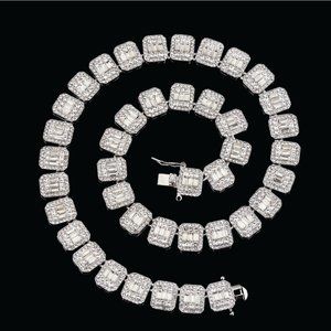 4MM Choker Iced Out Lab Baguette Tennis Chain Bracelet SET